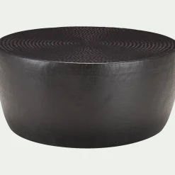 Table basse ronde en tôle d'aluminium D90xH42cm - noir