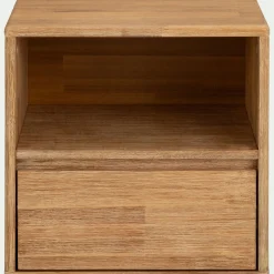 Table de chevet en bois d'acacia 1 tiroir L45xH45xP37cm - bois clair