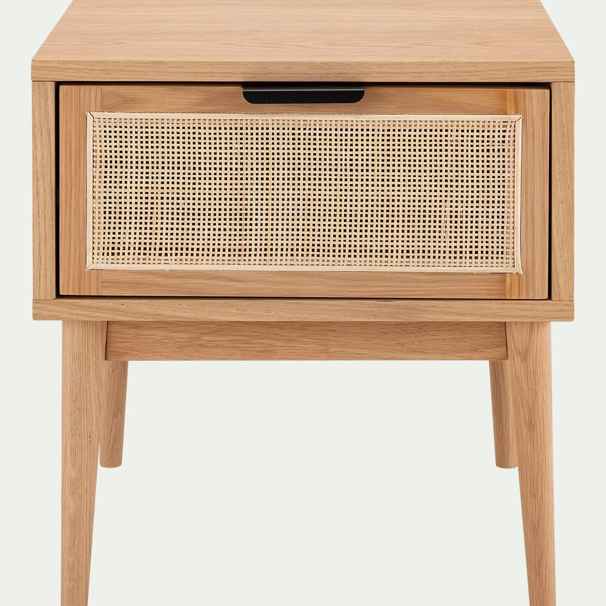 Table de chevet en bois et cannage 1 tiroir L45xl40xH50cm - bois clair
