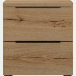 Table de chevet en bois 2 tiroirs L40xl36xH43cm- bois clair