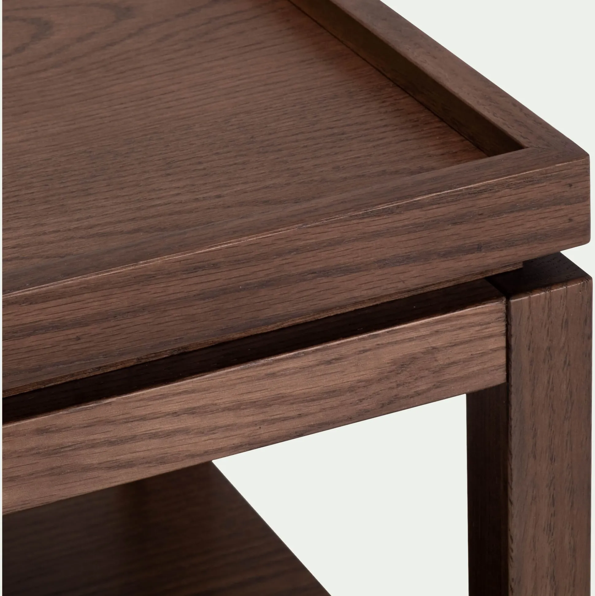 Table de chevet en chêne L45xl35xH45cm - bois foncé