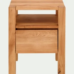 Table de chevet en chêne massif 1 niche et 1 tiroir - bois clair
