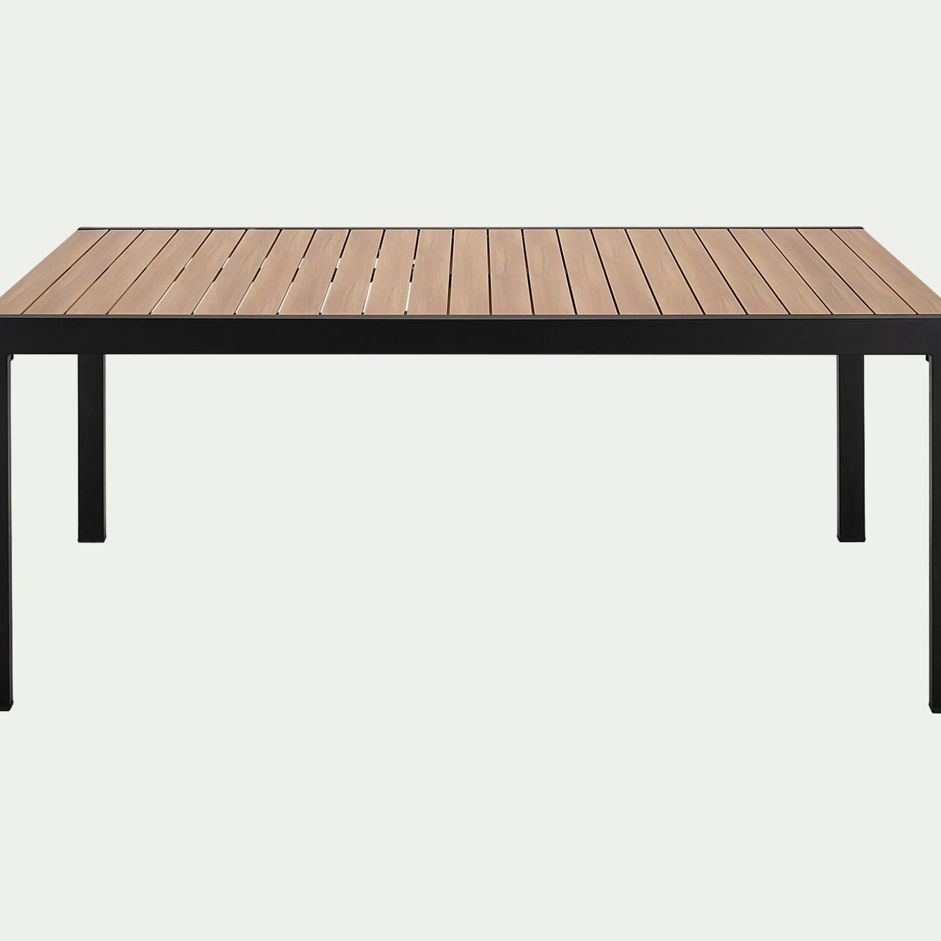Table de jardin extensible en aluminium effet teck - noir (8 à 12 places)
