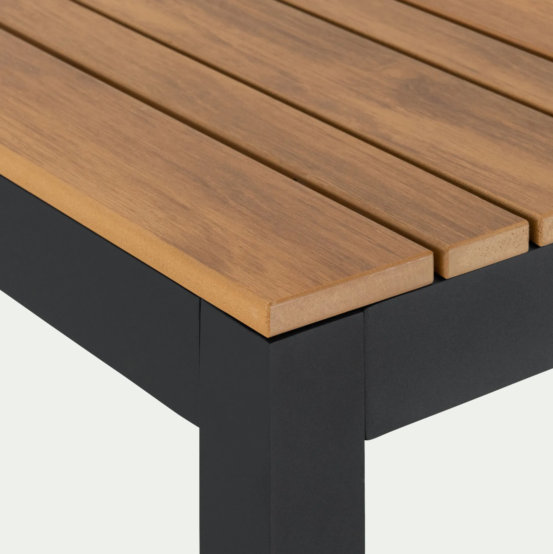 Table de jardin fixe en polywood et aluminium - bois clair (6 places)