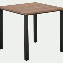 Table de repas carrée effet chêne - bois foncé (4 places)