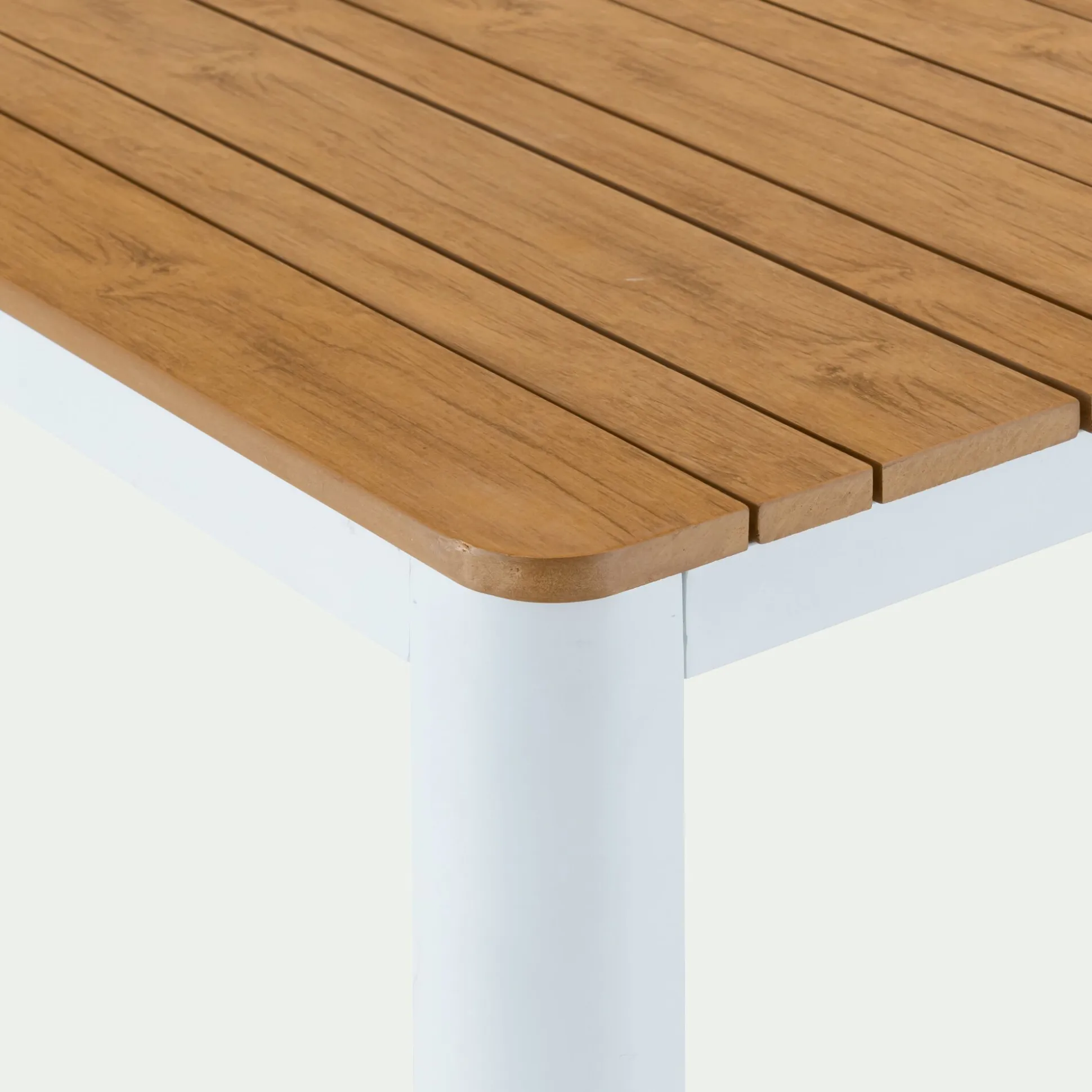 Table de repas jardin en aluminium et polywood- blanc (6 places)