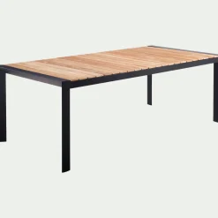 Table de repas jardin en teck recyclé et aluminium - noir (8 places)