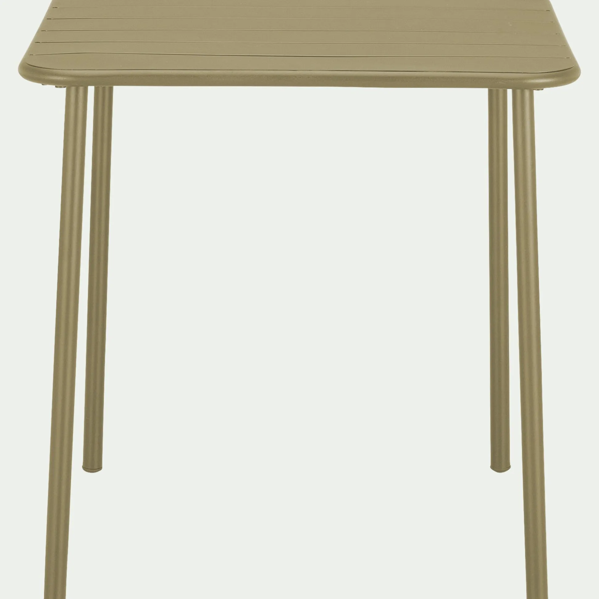 Table de repas jardin fixe carrée en acier - vert kaki (2 places)