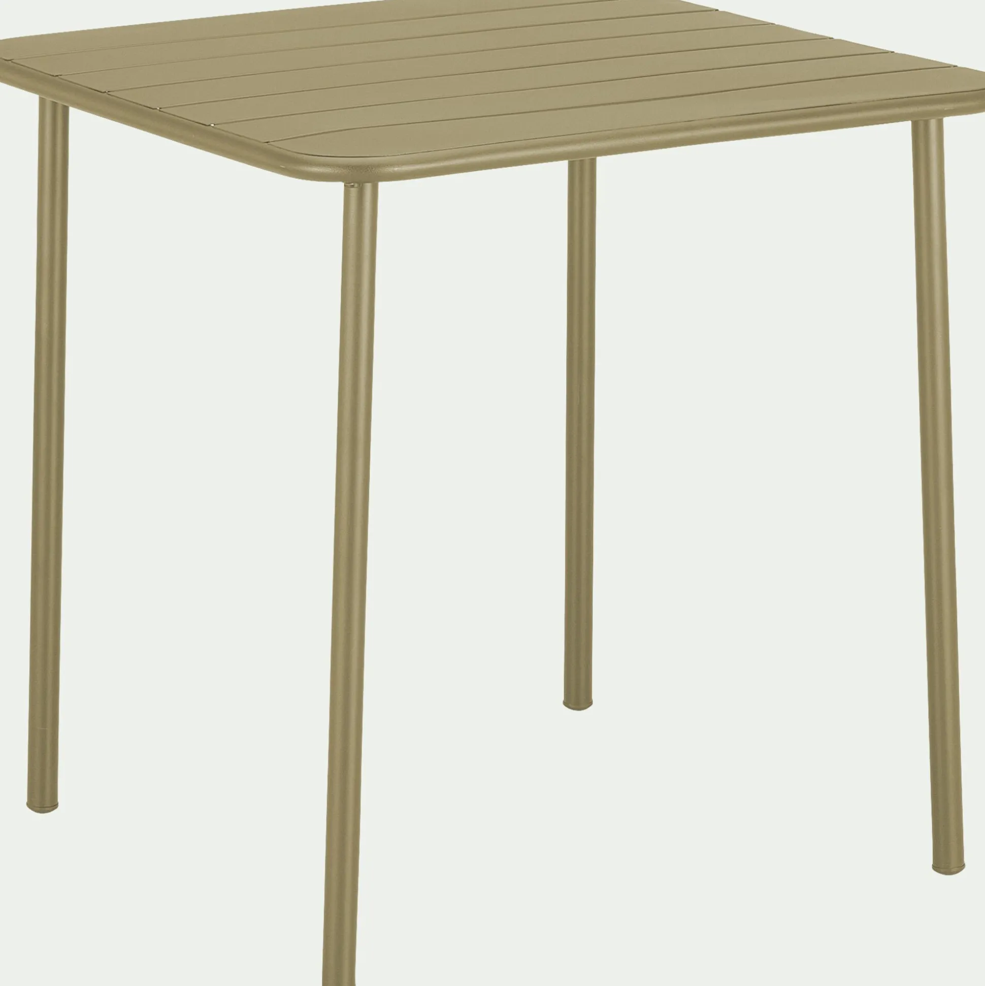 Table de repas jardin fixe carrée en acier - vert kaki (2 places)