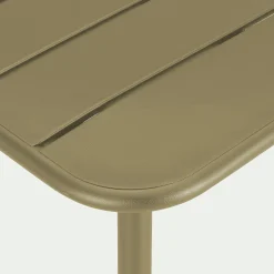 Table de repas jardin fixe carrée en acier - vert kaki (2 places)