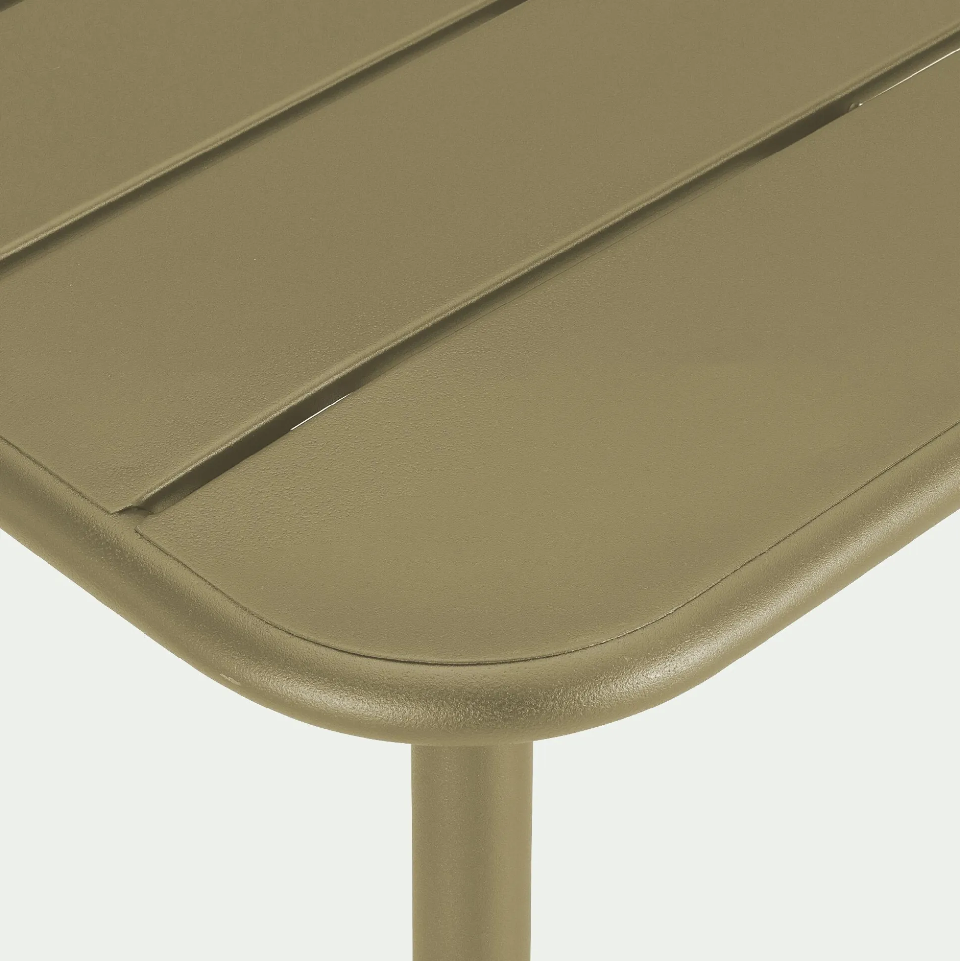 Table de repas jardin fixe carrée en acier - vert kaki (2 places)