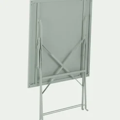 Table de repas jardin pliante en acier - vert olivier (2 places)