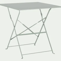 Table de repas jardin pliante en acier - vert olivier (2 places)