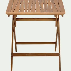 Table de repas jardin pliante carrée en acacia huilé - bois foncé (2 places)