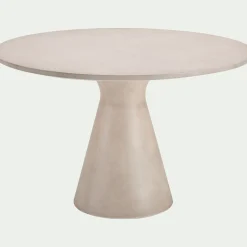Table de repas jardin ronde en béton ciré - blanc (6 places)