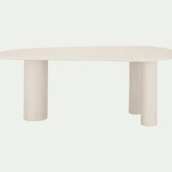 Table de repas organique en bois - blanc écru (8 à 10 places)