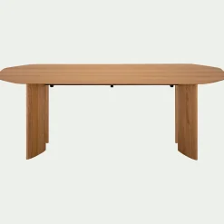 Table de repas ovale fixe en chêne massif - bois clair (8 places)