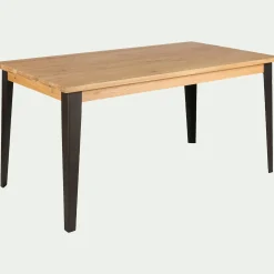 Table de repas rectangulaire en chêne et acier - bois clair (10 places)