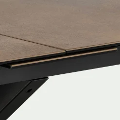 Table de repas rectangulaire extensible en céramique - bronze (6 à 8 places)
