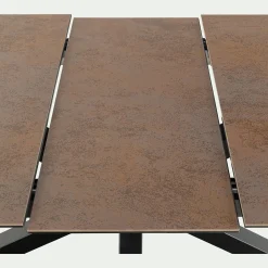 Table de repas rectangulaire extensible en céramique - bronze (6 à 8 places)