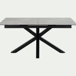 Table de repas rectangulaire extensible en céramique - gris (6 à 8 places)