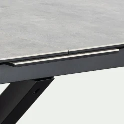 Table de repas rectangulaire extensible en céramique - gris (6 à 8 places)