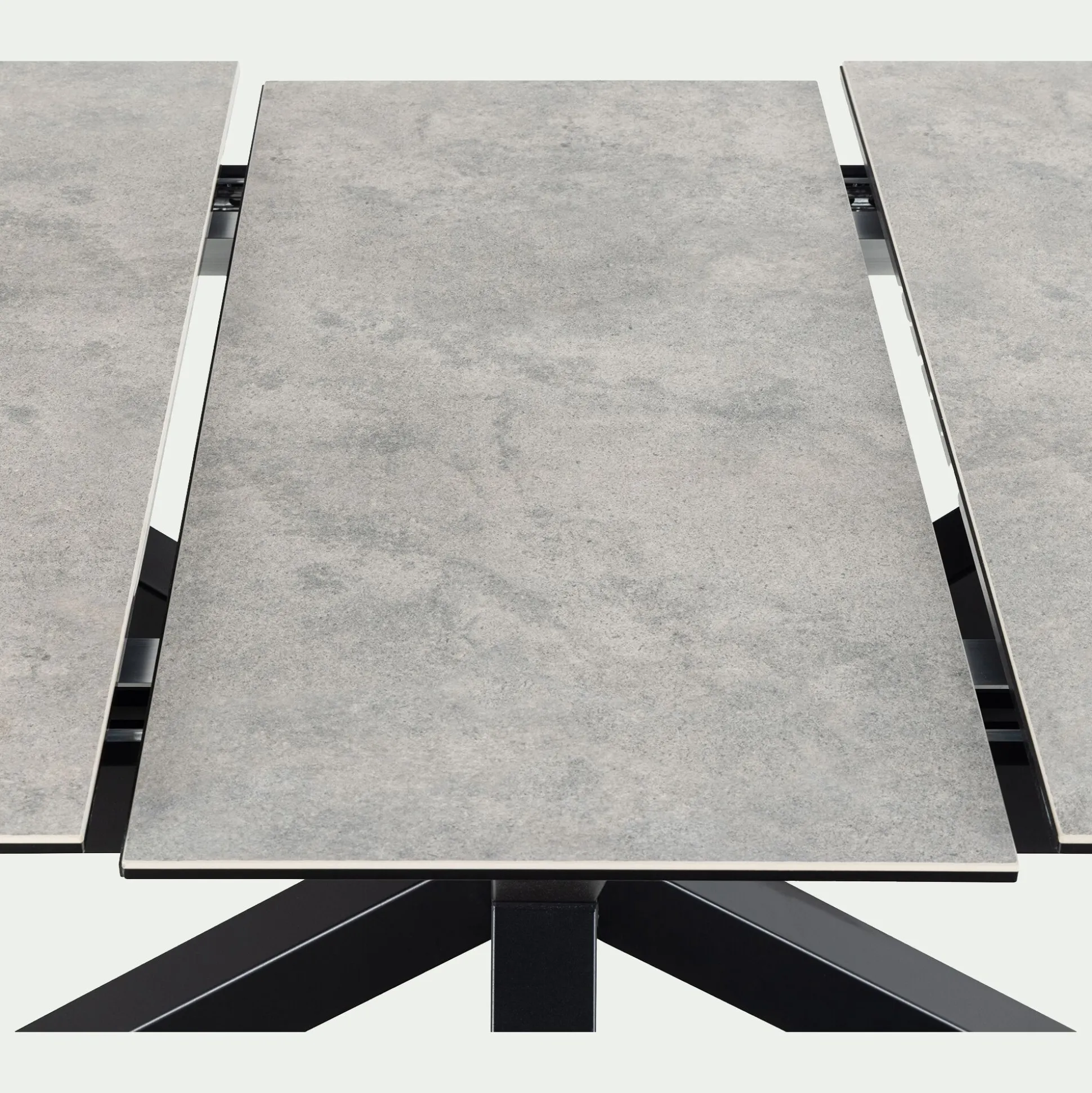 Table de repas rectangulaire extensible en céramique - gris (6 à 8 places)