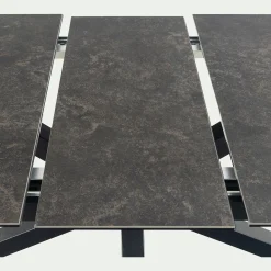 Table de repas rectangulaire extensible en céramique - noir (6 à 8 places)