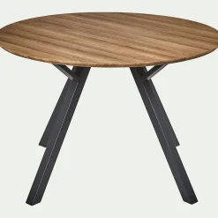 Table de repas ronde effet chêne - bois foncé (4 places)