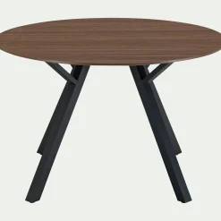 Table de repas ronde en bois - bois foncé (6 places)