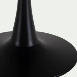 Table de repas ronde en bois et céramique - noir (4 places)