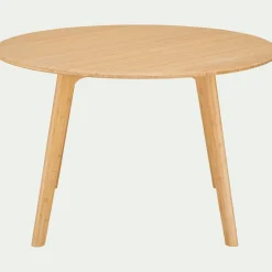 Table ronde en bambou massif - bois clair (6 places)