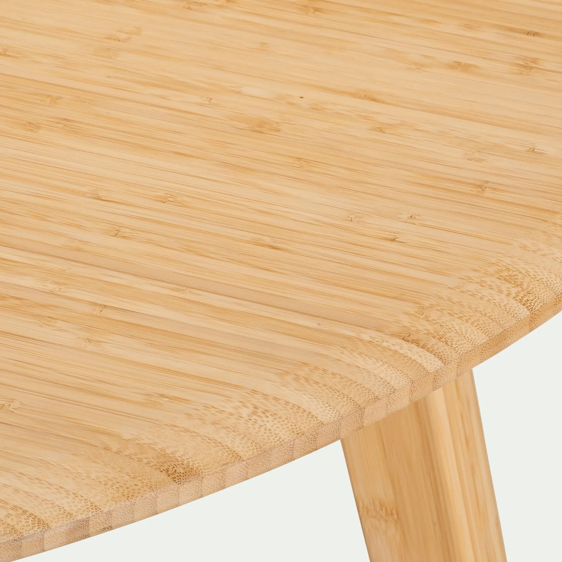 Table ronde en bambou massif - bois clair (6 places)