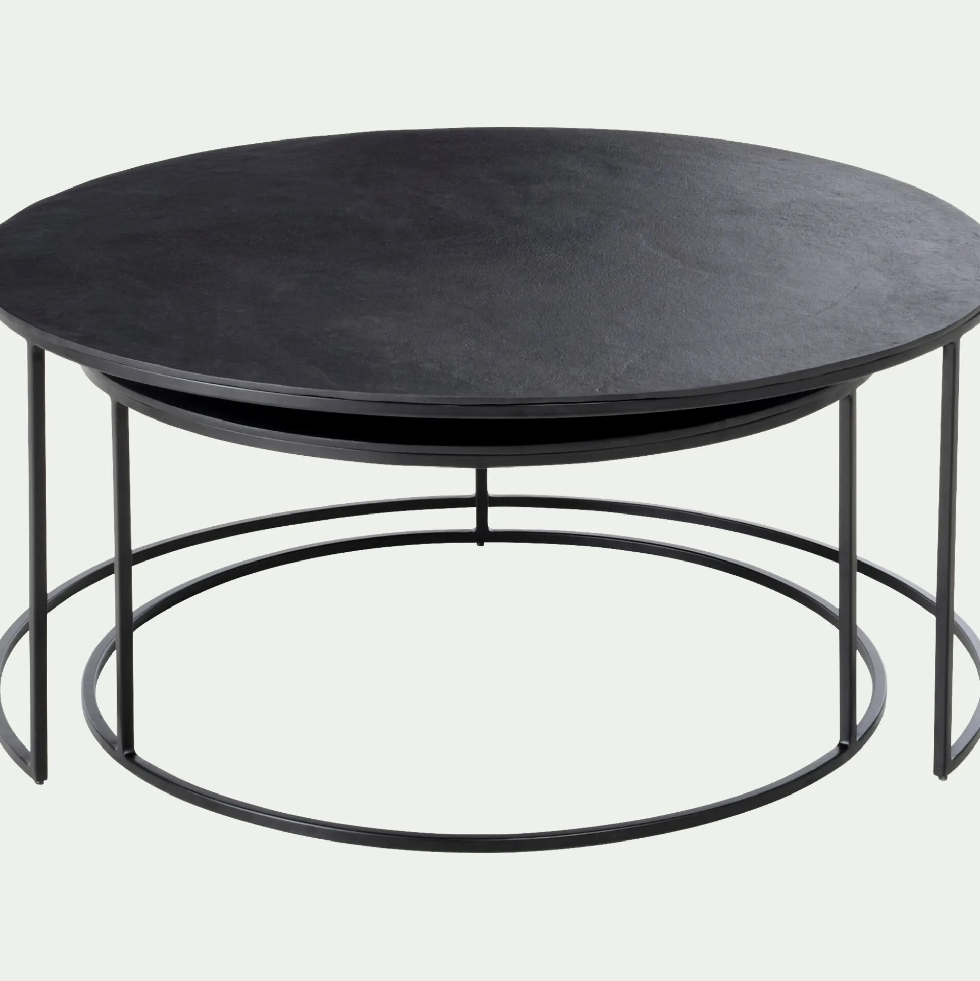 Tables basses gigognes rondes en métal - noir