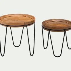 Tables gigognes en bois de manguier - bois foncé
