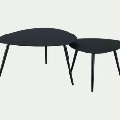Tables gigognes en verre trempé - noir