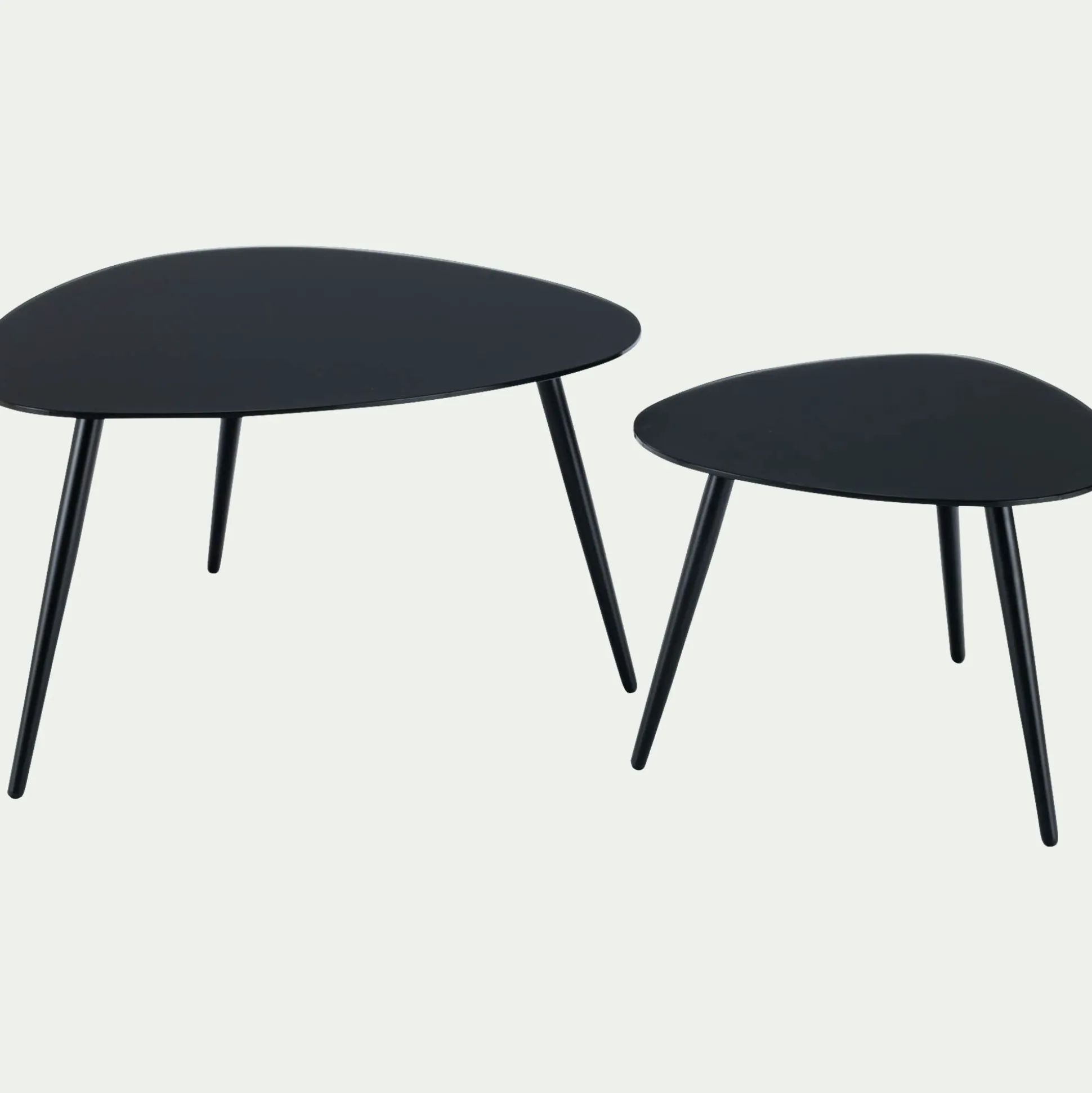 Tables gigognes en verre trempé - noir