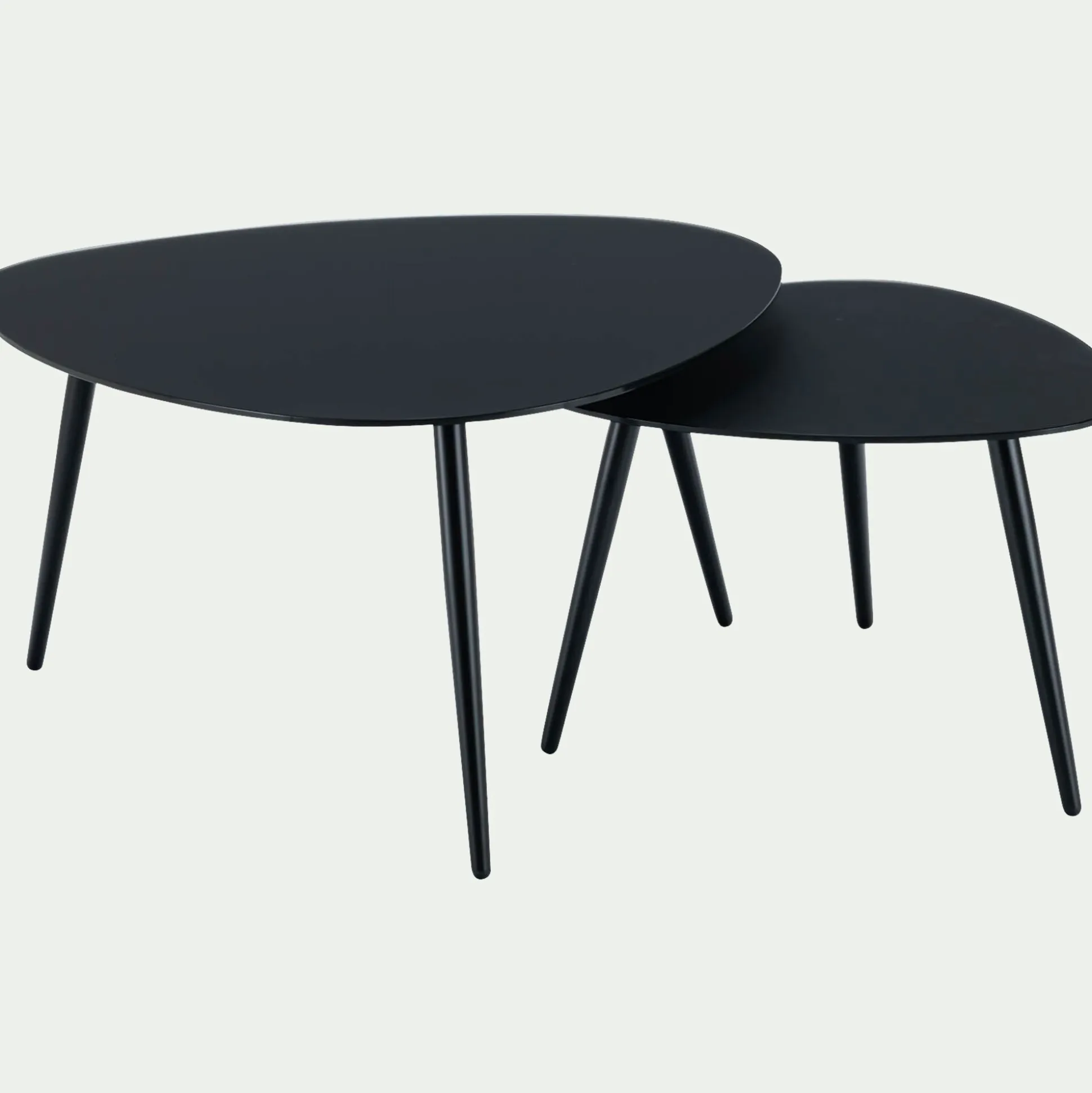 Tables gigognes en verre trempé - noir