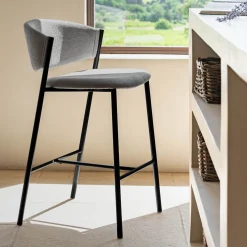 Tabouret haut de repas en tissu H66cm - beige