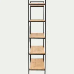 Étagère 5 tablettes en métal noir et pin massif - bois clair h180cm