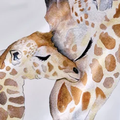 Taie d'oreiller enfant imprimé girafe en coton 63x63cm - marron