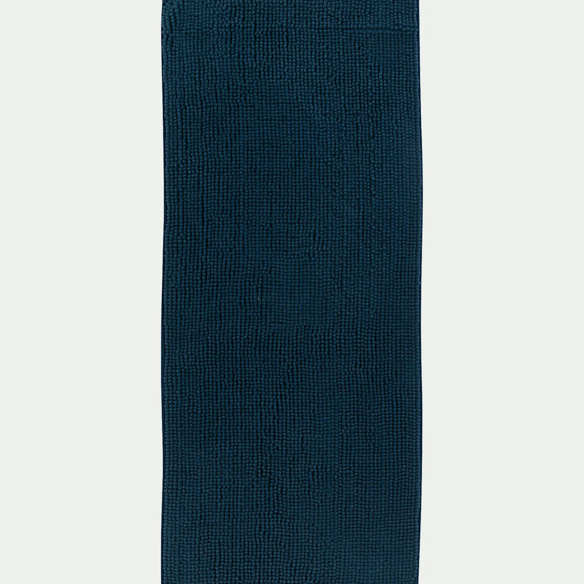 Tapis de bain chenille en polyester - bleu figuerolles 50x120cm