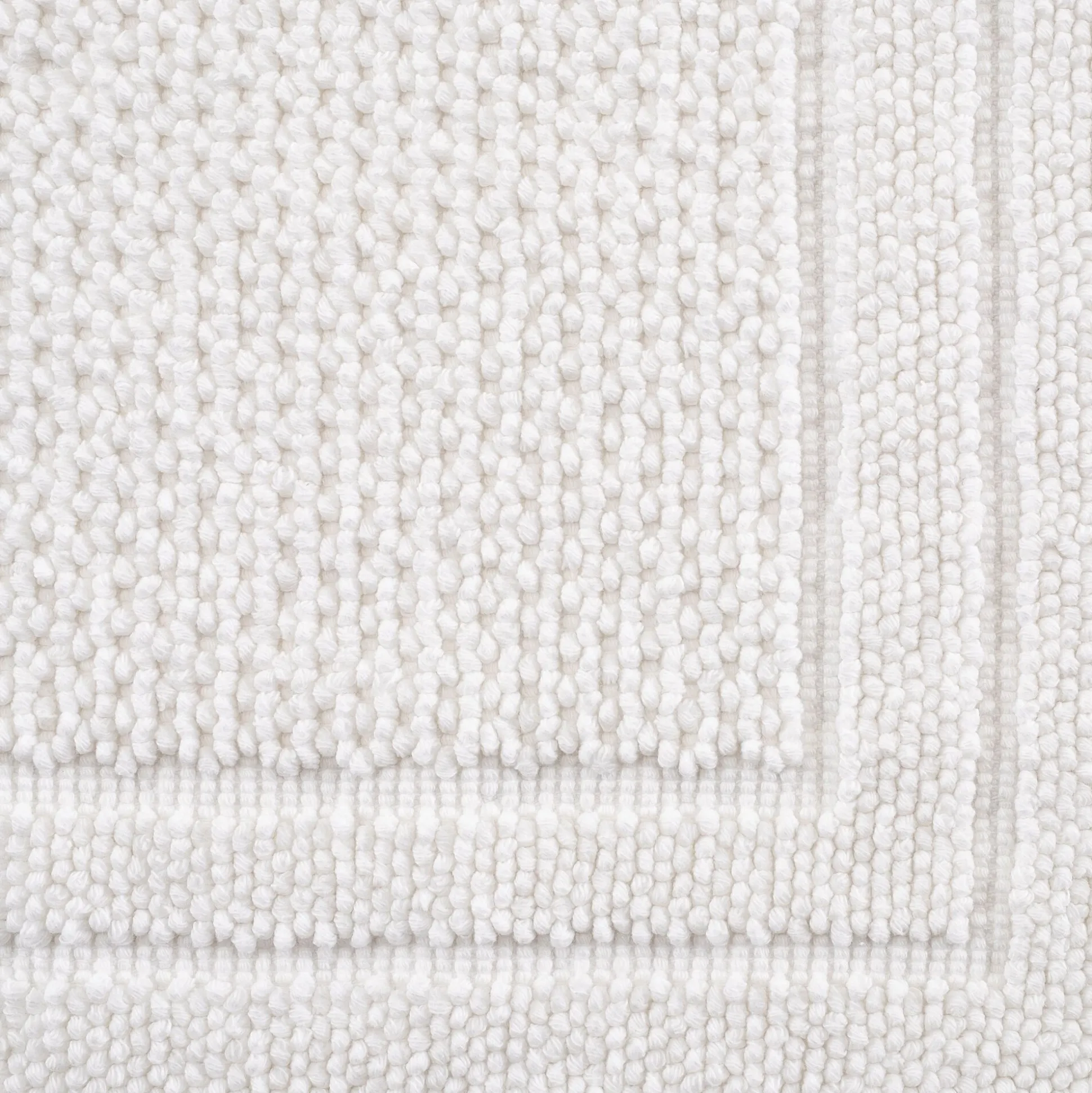 Tapis de bain en coton finition crochet et frangées 50x80cm - blanc