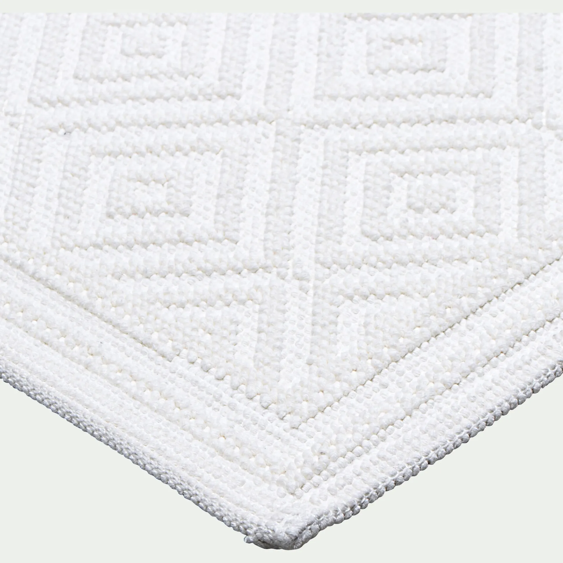 Tapis de bain en coton jacquard - l50xL70cm blanc ventoux