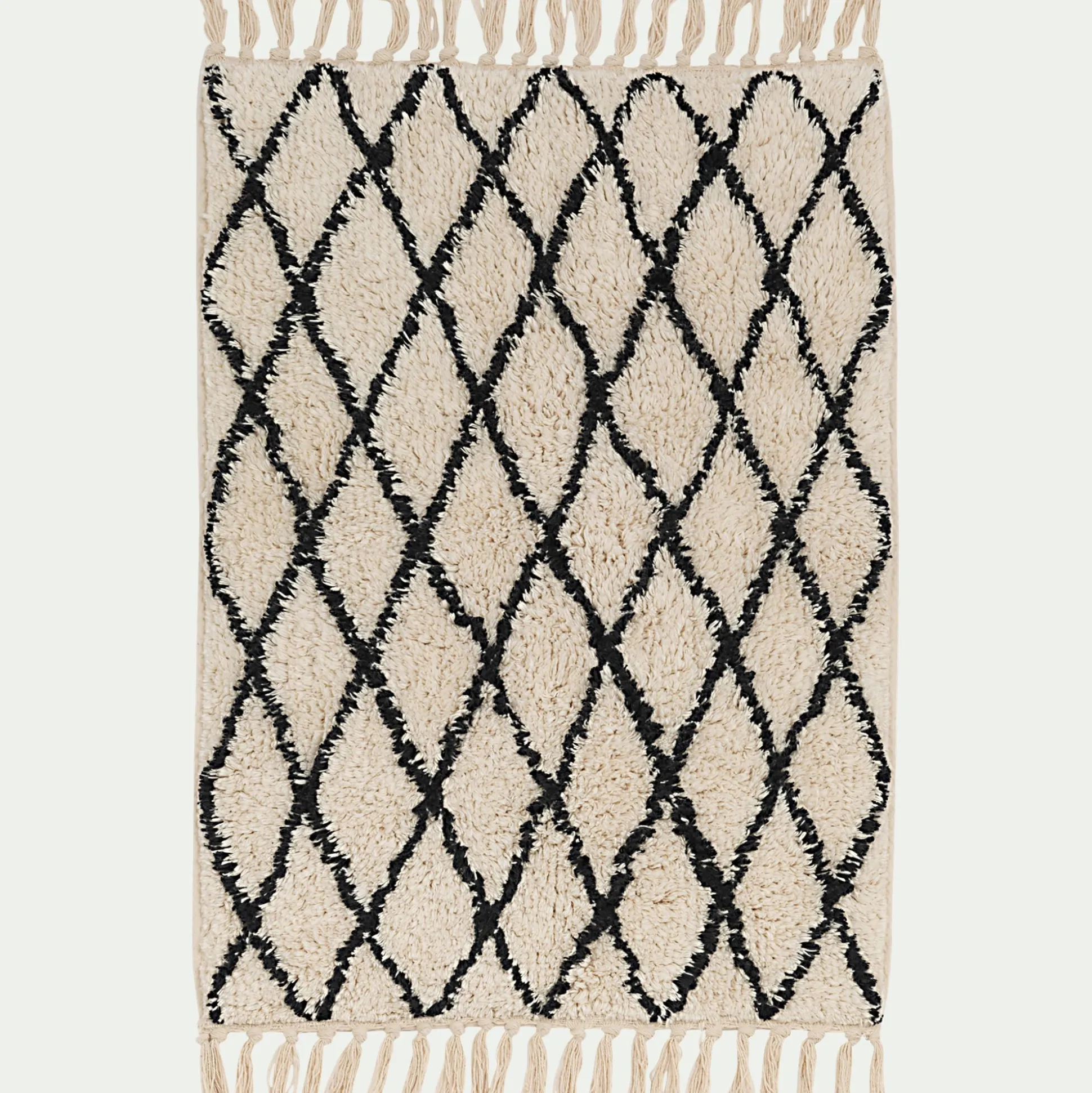 Tapis de bain en coton tufté - blanc et noir 50x80cm