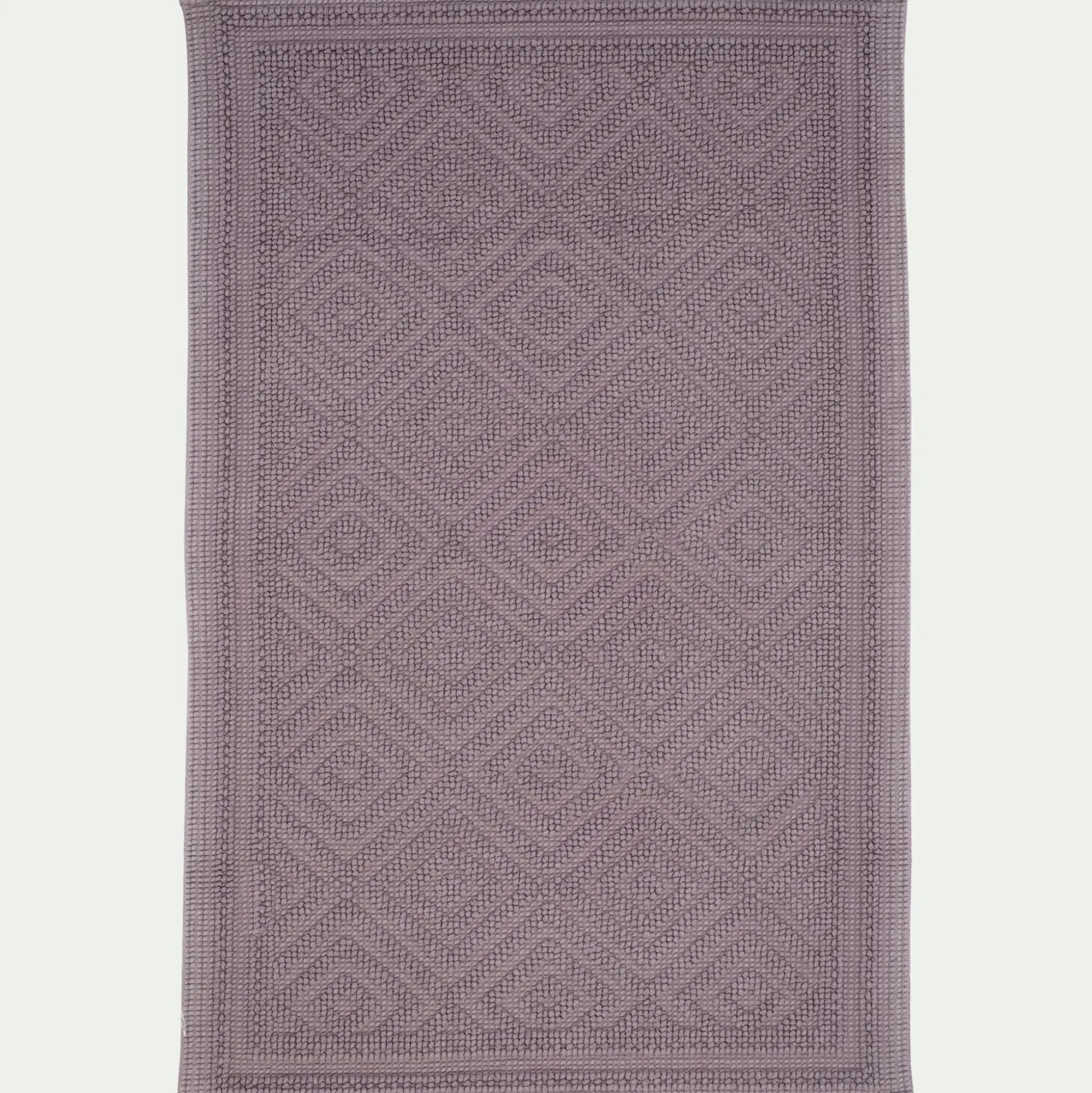 Tapis de bain surpiquage losanges en coton - gris restanque 60x100cm