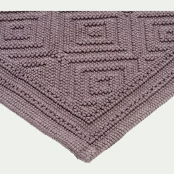 Tapis de bain surpiquage losanges en coton - gris restanque 60x100cm