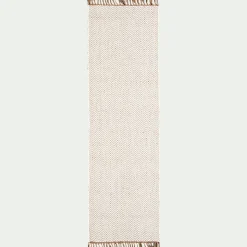 Tapis de couloir et laine et jute - blanc 60x200cm