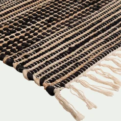 Tapis en coton recyclé et jute - noir 110x60cm