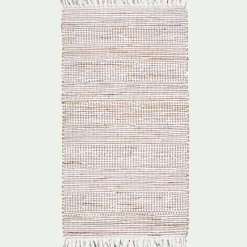 Tapis en coton recyclé et jute - naturel et blanc 60x110cm